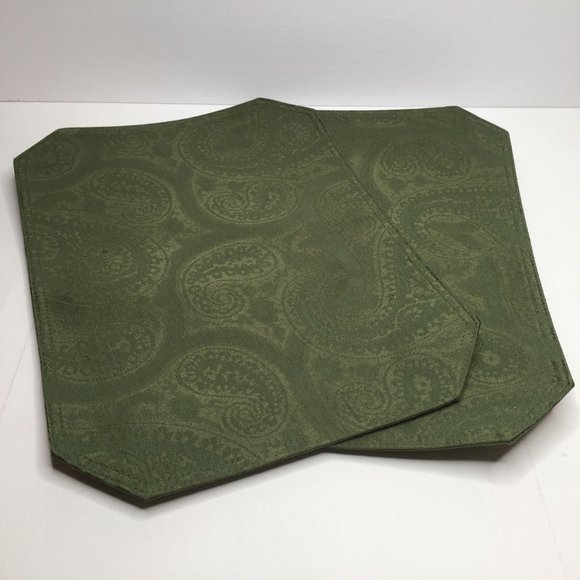 Fall Paisley Placemat Set Of 8 Red Gold Green Print Rich Colors - Picture 6 of 12